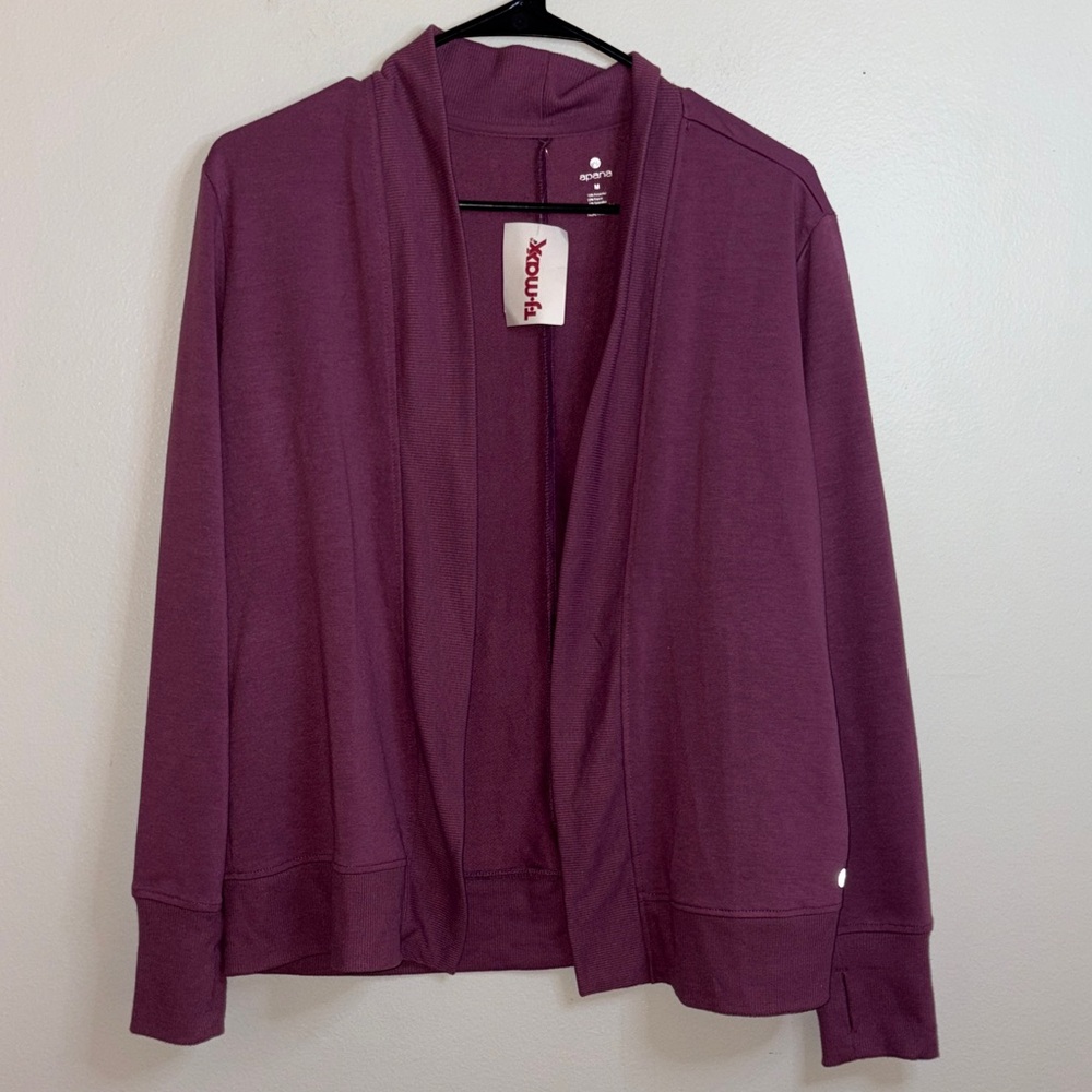 Apana Open-Front Cardigan in Plum